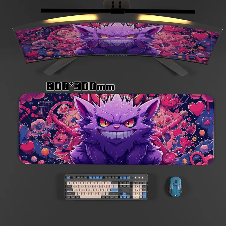 紫灵萌鬼系鼠标垫超大加厚办公桌垫学生电竞游戏电脑键盘滑鼠垫子