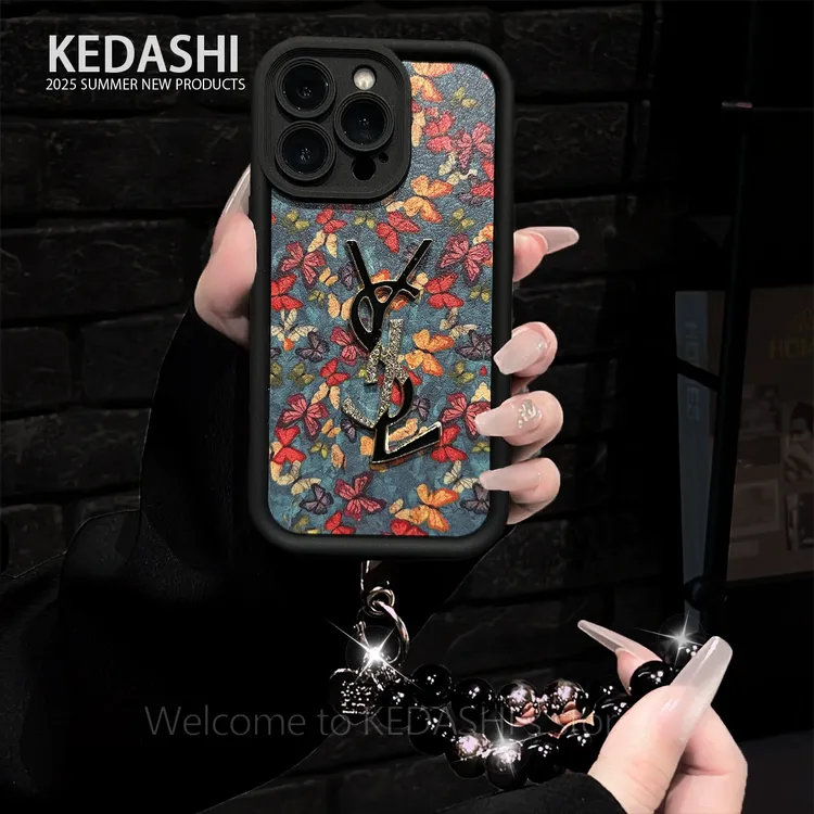轻奢天眼彩色蝴蝶适用苹果15PRO华为VIVO小米OPPO手链手机壳女