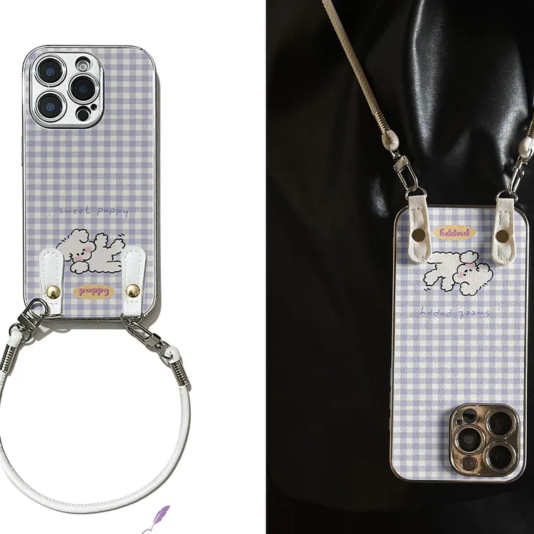 瑜伽绒犬适用OPPOReno14手机壳13新款12小羊皮11斜跨挂绳10防摔9