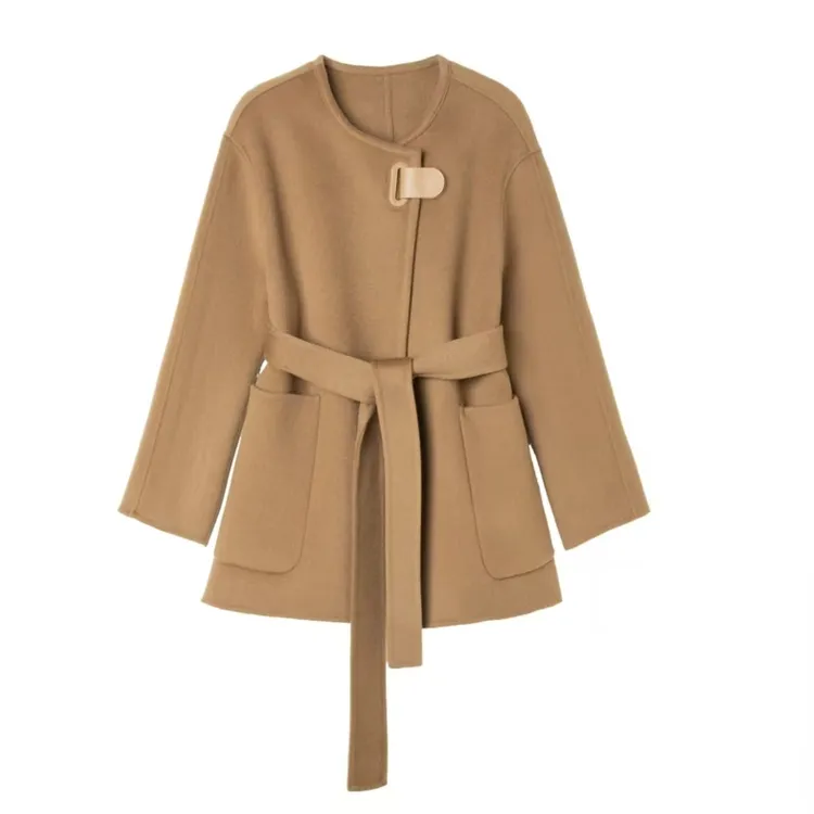 绵羊毛时尚极简气质设计师双面冬直筒轻奢外套