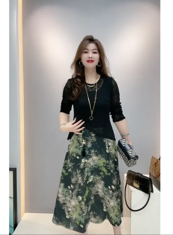2025显瘦气质时尚夏季印花国风高级新中式套装连衣裙