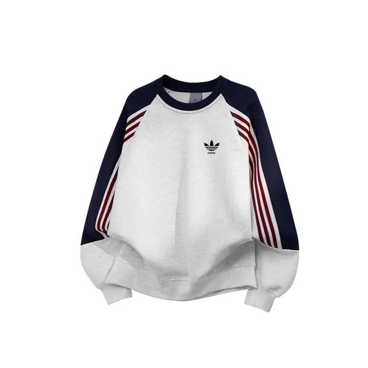 三叶草秋冬新款时尚宽松型圆领长袖套头款卫衣宽松休闲情侣加绒衣