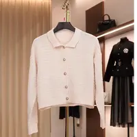 kk016上衣针织毛针织衫落肩袖常规毛衫薄款翻领镂空时尚