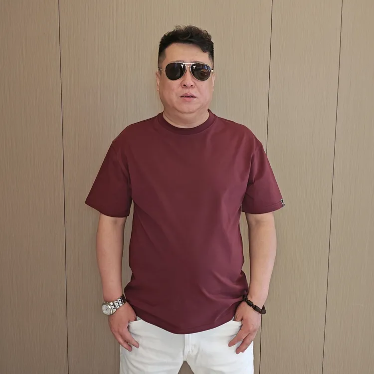  男士夏季胖子加大宽松圆领休闲半袖纯色T恤衫大码男装夏季上新WT