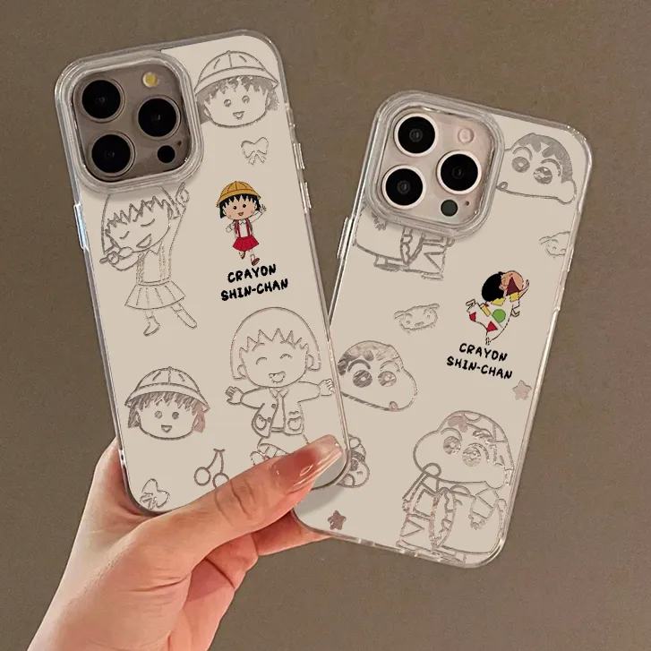 线条小新小丸子适用苹果16/15手机壳华为P70vivo小米14情侣oppo套