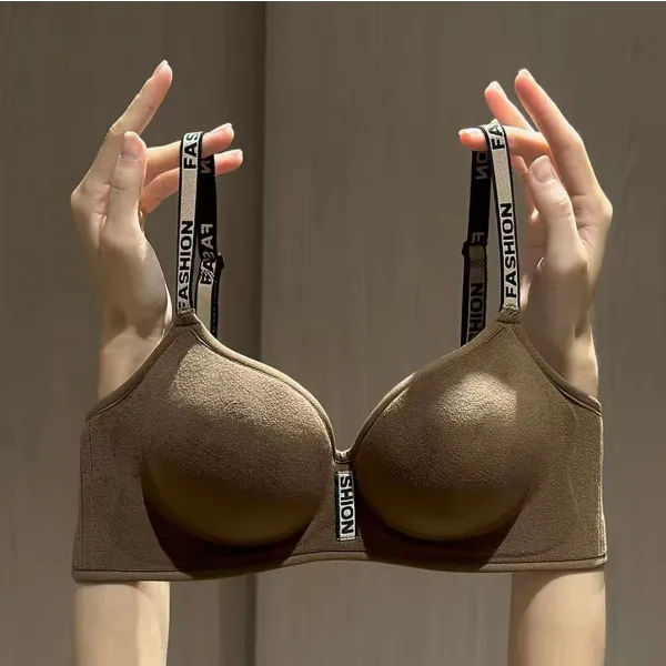 法拉绒冬季女聚拢透气女性V型文胸保暖小胸显大内衣加绒加厚内衣