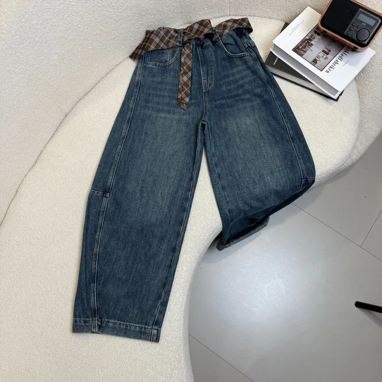 【2025秋款新品】青少年时尚韩版百搭休闲复古宽松牛仔裤H3021