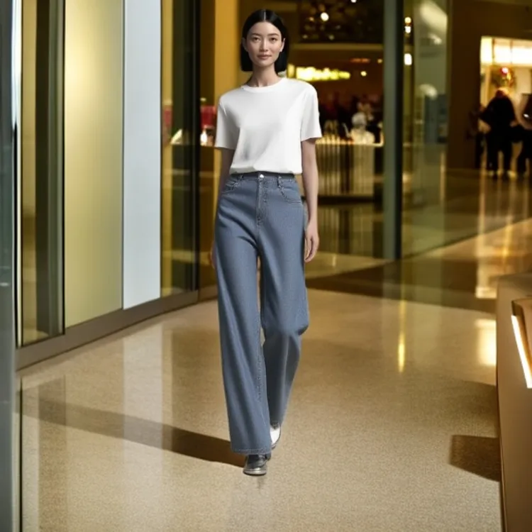 2025夏季新款醋酸天丝垂坠复古直筒高腰显瘦牛仔裤显瘦凉爽女