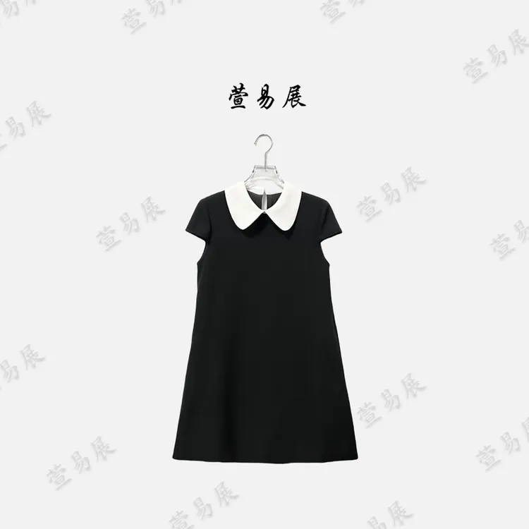 萱易展-“珍妮裙”进口三醋酸轻奢百搭撞色气质连衣裙-QZ061401