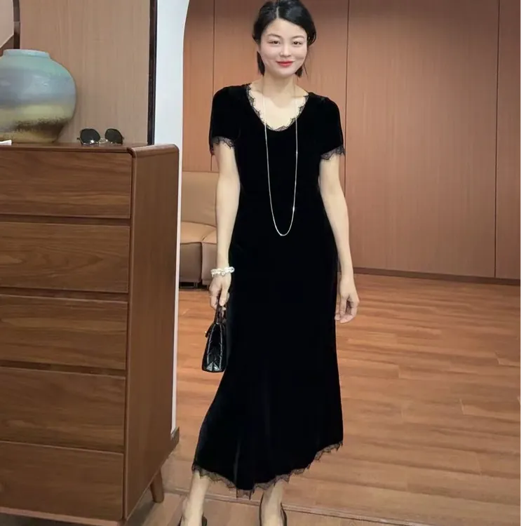 TANTAN 显瘦百搭修身拼蕾丝连衣裙984