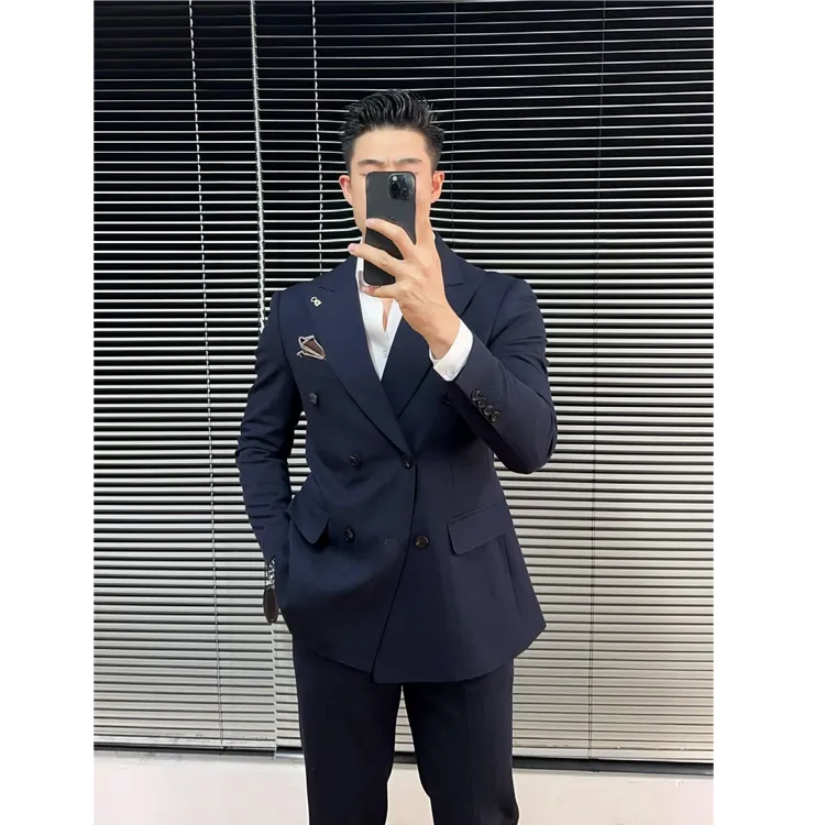 抗皱双排扣商务休闲秋冬西服套装男士结婚礼服时尚休闲西装套装男