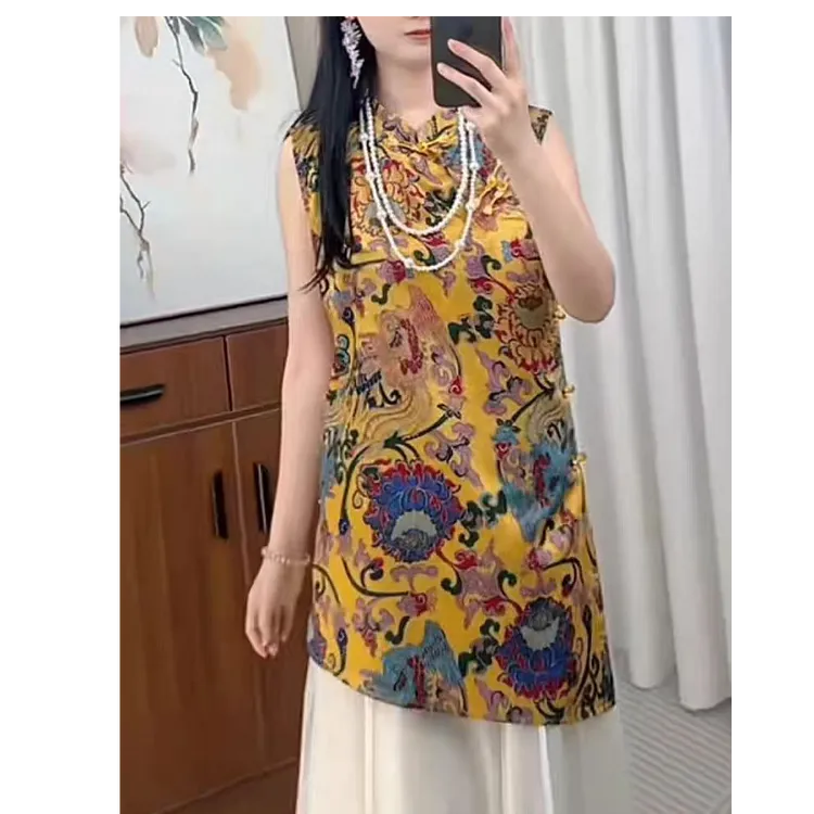 2025夏季新款新中式国风人丝气质斜门襟显瘦时尚气质网红女裙