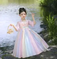 【宇娃娃】汉服中国风公主风民族2025春秋裙子古装女童公主裙