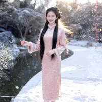 苏故里【星霜满袖】新款加绒加厚黑色气质女人味性感旗袍改良版日常