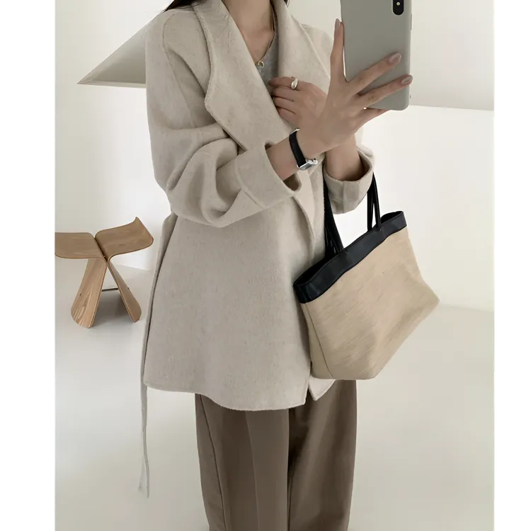 秋冬新款双面羊绒大衣女爆款高级感韩系气质小个子短款羊毛呢外套