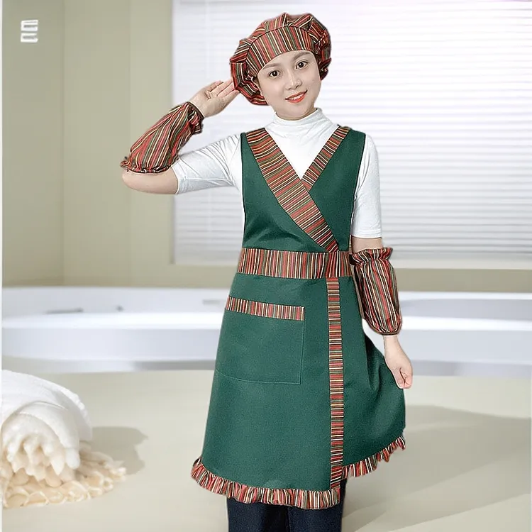 【30208彩虹条】时尚围裙防水防油家用厨房做饭韩版酒店服务员印字