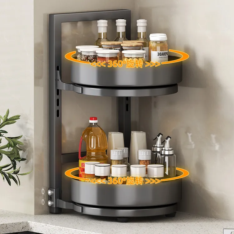 居厨厨旋转调料架厨房置物架调料置物架双层家用台面调味品收纳架