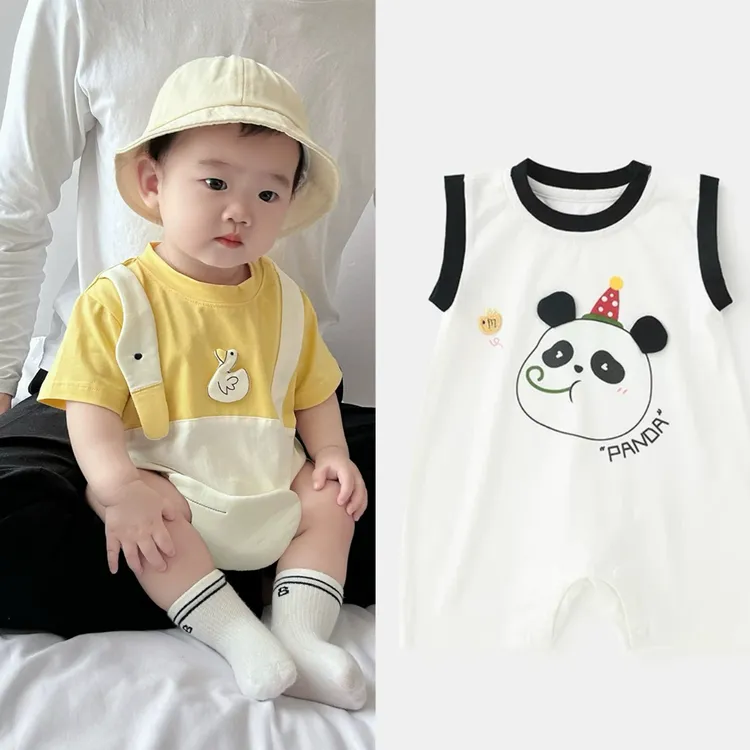【聚划算到手2件】新款夏季婴幼儿薄款洋气夏装宝宝可爱连体衣哈衣