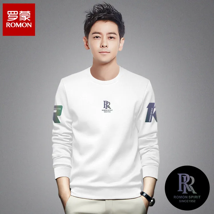 秋季男上衣男款新款时尚运动休闲宽松百搭打底加厚圆领卫衣9092