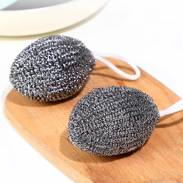 挂绳钢丝球家用洗锅去污擦锅铁丝球不掉渣不掉丝清洗特大号独立