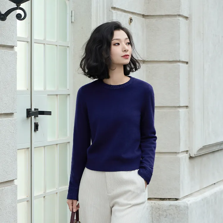 西子/【蓝花楹】巴素兰羊毛珠片纱简约奢华百搭针织衫/MSYF0287