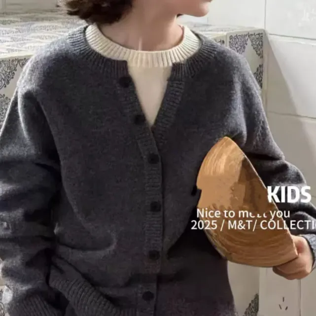 【韩系假两件毛衣】儿童秋冬抗起球内搭毛衣毛绒针织别致小扣设计