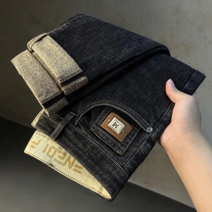 秋冬新款弹力牛仔裤男款韩版修身小直筒锥形显瘦时尚轻奢休闲长裤