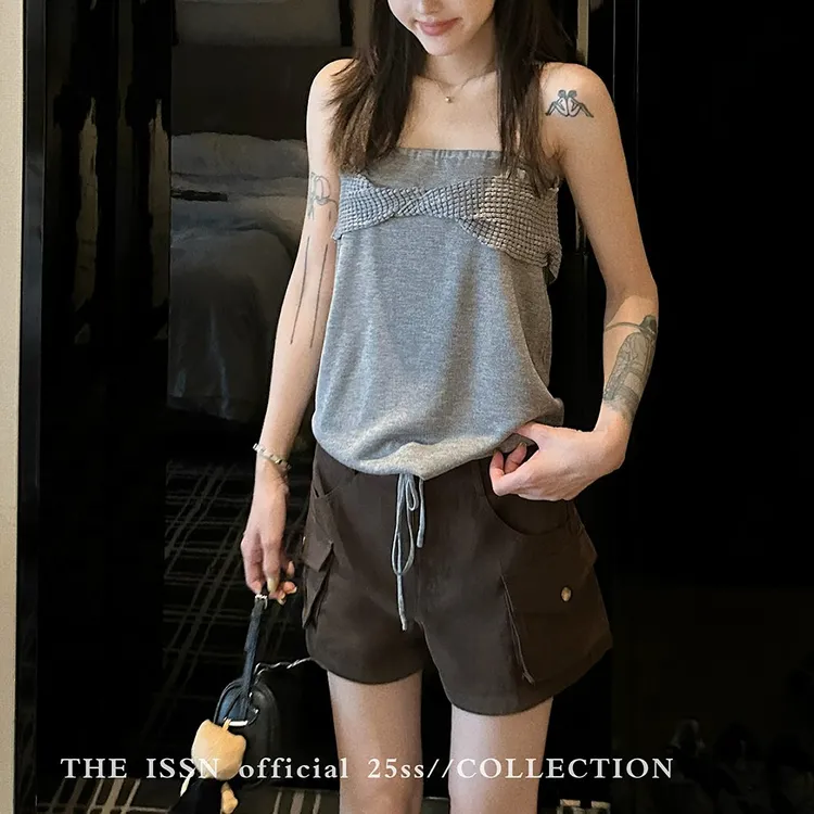 THEISSN宁司 直筒短裤女夏季高腰百搭工装裤 0868