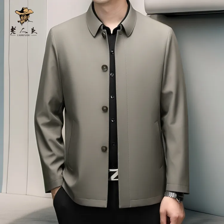 高档秋季新款休闲男士外套百搭商务夹克2025新款大码纯色6606