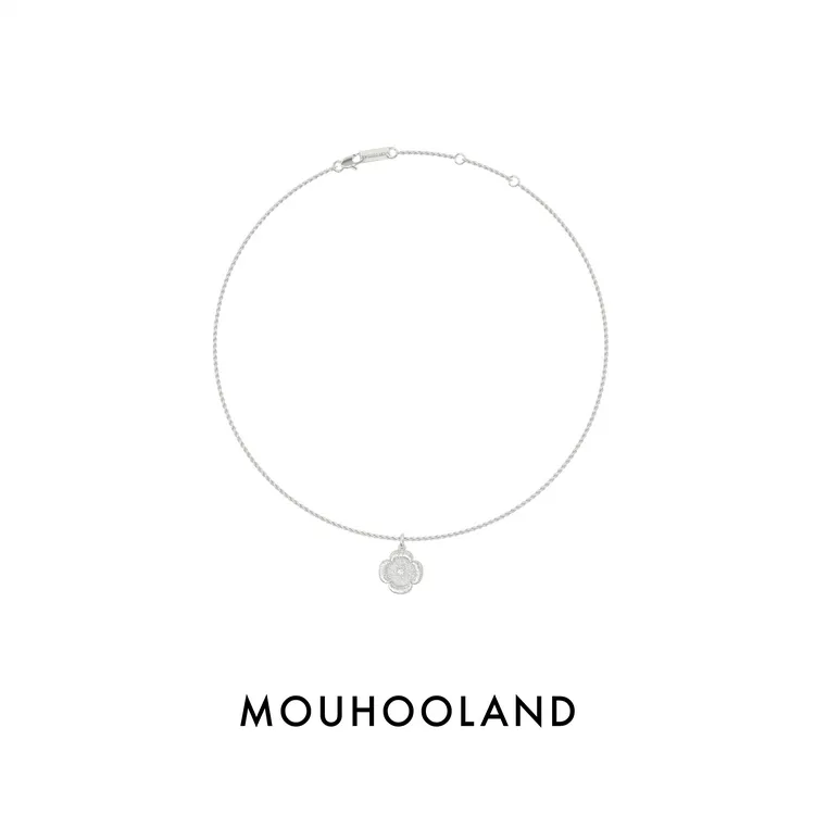 Mouhooland/暮后之地 坠链均925银锆石 蕾丝刺绣小花项链轻奢