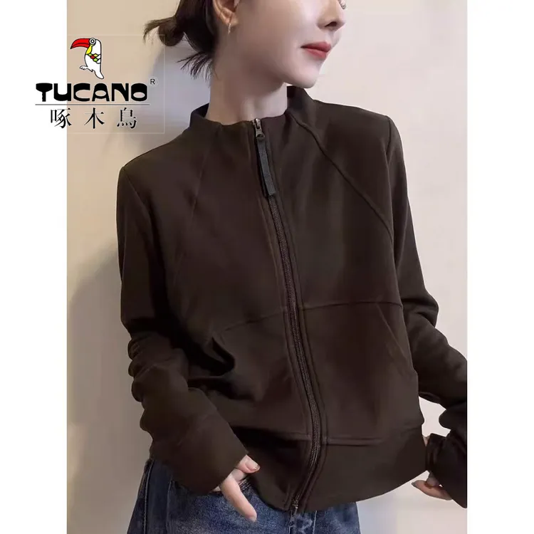 TUCANO/啄木鳥小个子立领开衫款纯色秋季拉链长袖卫衣春秋宽松