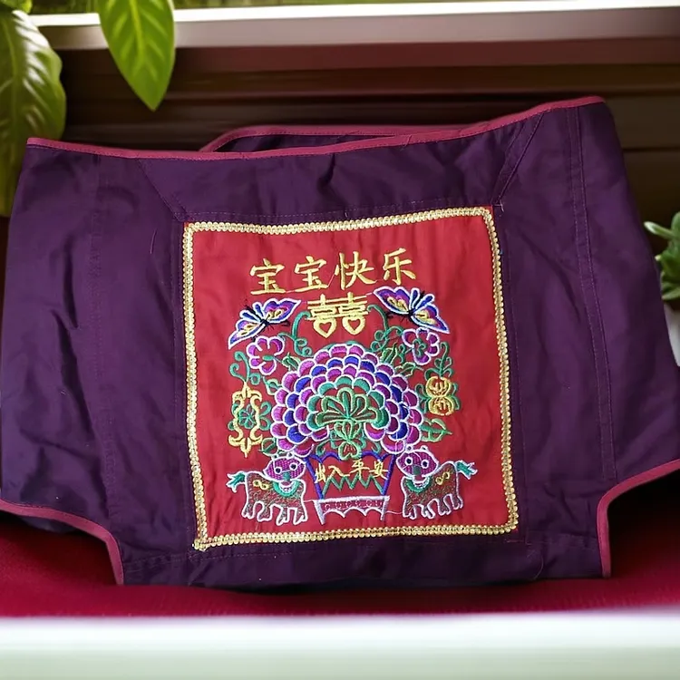 广西传统老式背带婴儿前后背双肩纯色花色灯芯绒布料刺绣民族风