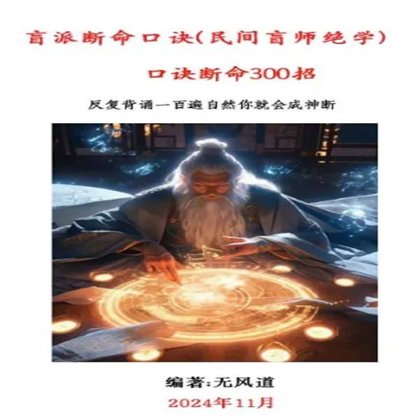 无风道《盲派断命口诀：(民间盲师绝学)口诀断命300招》 传统文化