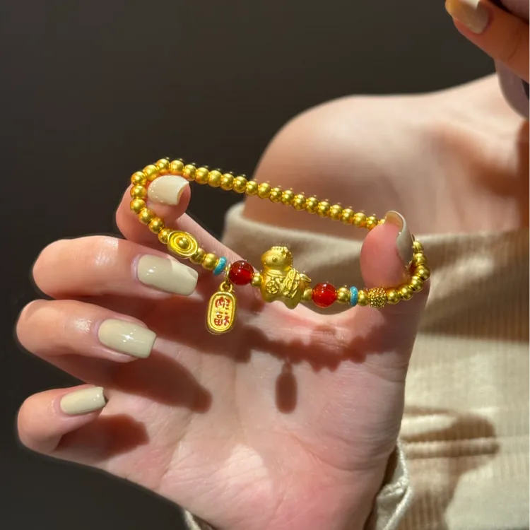 铜合金手链 马年新中式招财纳福小元宝手链马上有钱生肖国潮手串