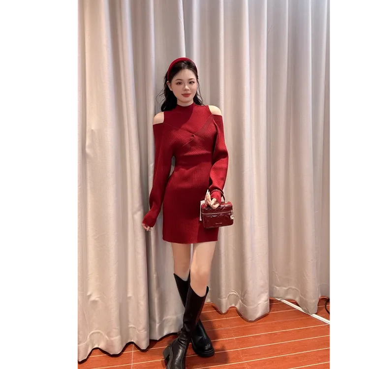 IEF/爱依服2025新款秋季气质修身显瘦精致小女人毛织连衣裙