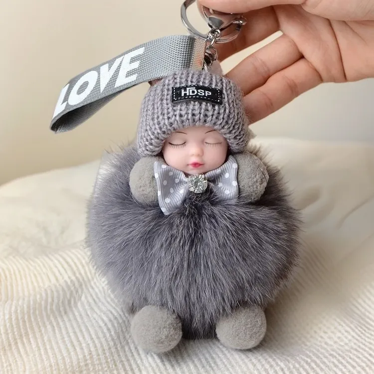 真狐狸毛娃娃毛毛包挂件生日礼物居家蛇年钥匙扣新年礼物手工礼物