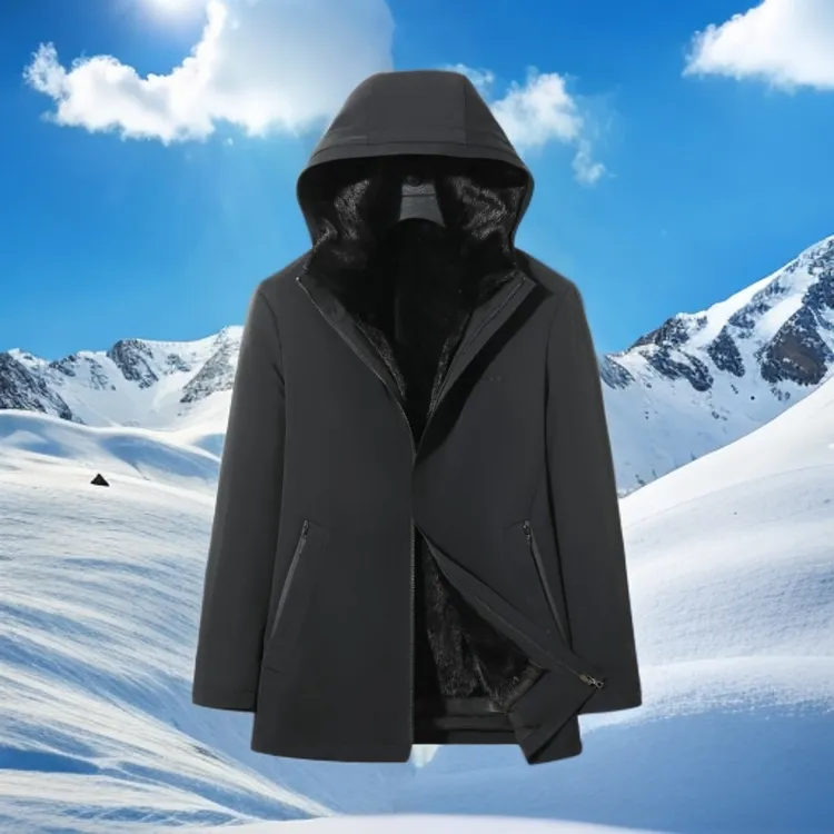 2025冬季新款连帽可拆卸户外短款尼克男款服休闲中长款保暖(貂袖)