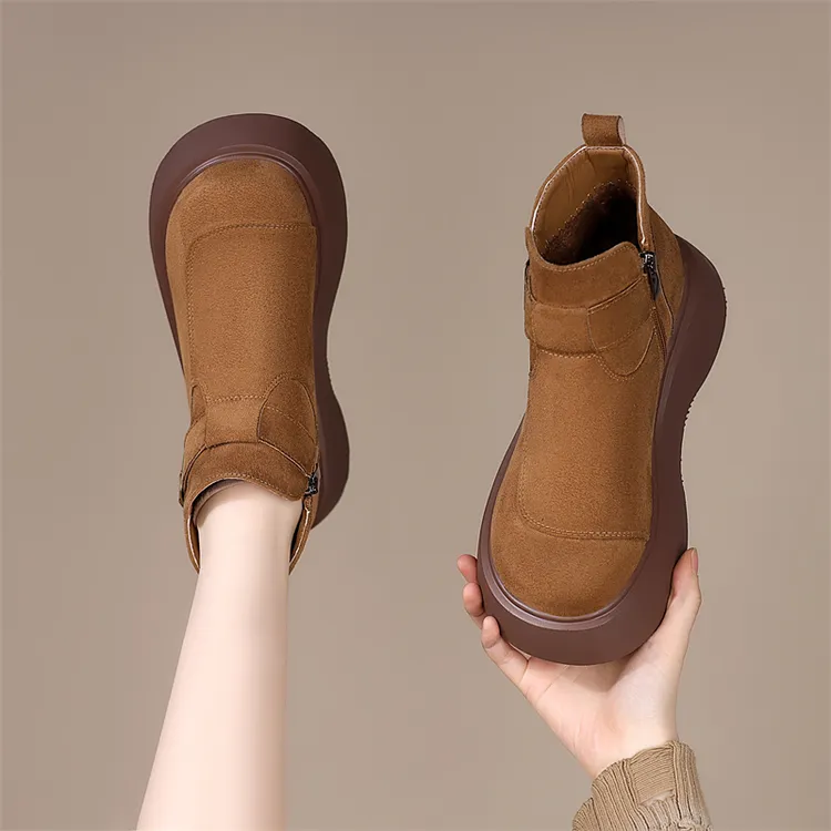 马丁靴厚底勃肯鞋女2025新款爆款秋冬加绒舒适增高防滑小个子短靴