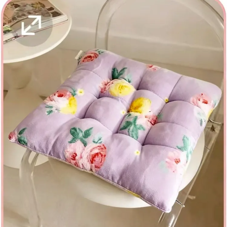 【专属价】秋冬款花朵毛绒坐垫办公室餐椅子垫久坐屁股垫家用凳子垫