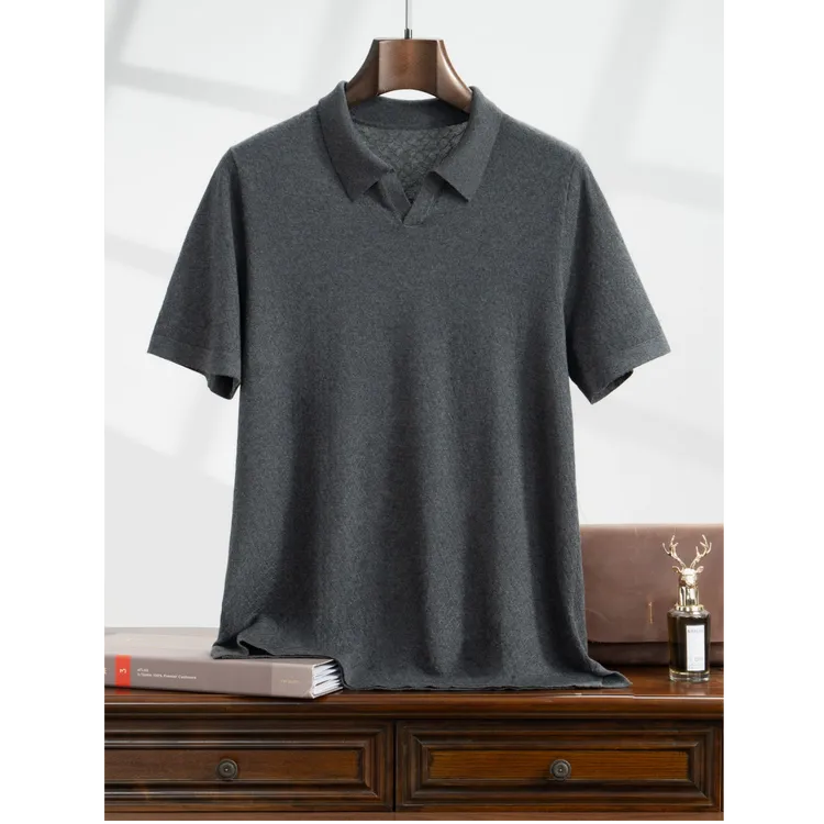 康赛妮精纺夏季桑蚕丝Polo衫男士