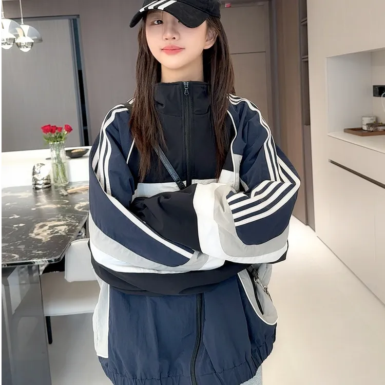 TTY  2025秋款运动中性撞色拼接潮牌机能翻领宽松夹克外套278060