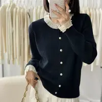 【专柜品质】时尚洋气减龄花边圆领针织开衫显瘦女装打底外穿毛衣22