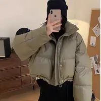 PU短款羽绒服女韩版时尚显高立领冬季外套HS0908
