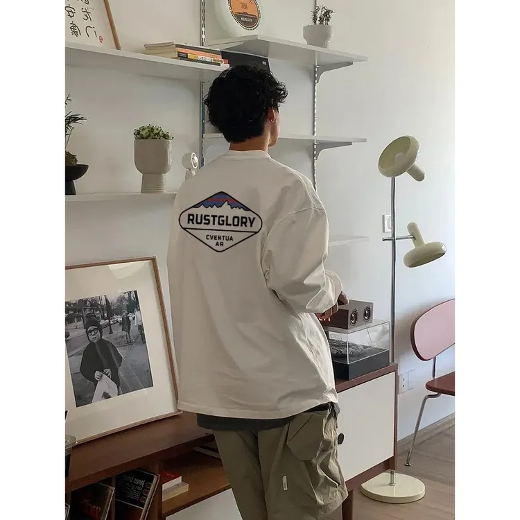 【重磅纯棉】cleanfit重磅纯棉长袖T恤圆领休闲美式宽松简约情侣ins