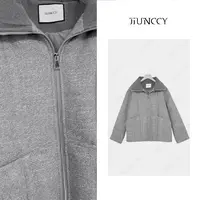 JIUNCCY【晴空】羊毛花纱混纺可翻可立领90白鹅绒服大衣 42YRF118