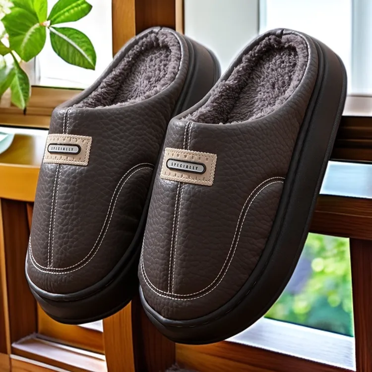 爆款男士加绒冬天秋冬季居家防水毛拖鞋2025拖鞋男冬季透气