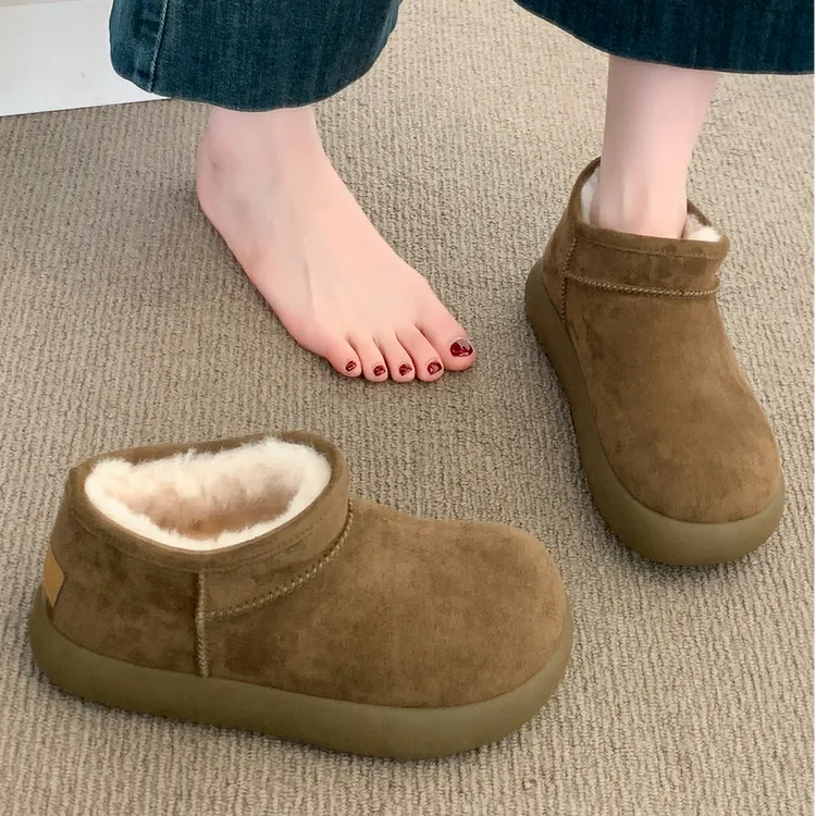 小土豆雪地靴女款2025新款冬季爆款加绒加厚保暖防滑皮毛一体棉鞋