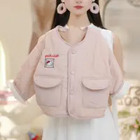 女童2025冬季新款洋气甜美卡通刺绣加绒加厚百搭圆领小棉服C23801