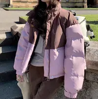 Q4427【特价-占单者限购】撞色立领短款羽绒时尚保暖百搭面包服9182