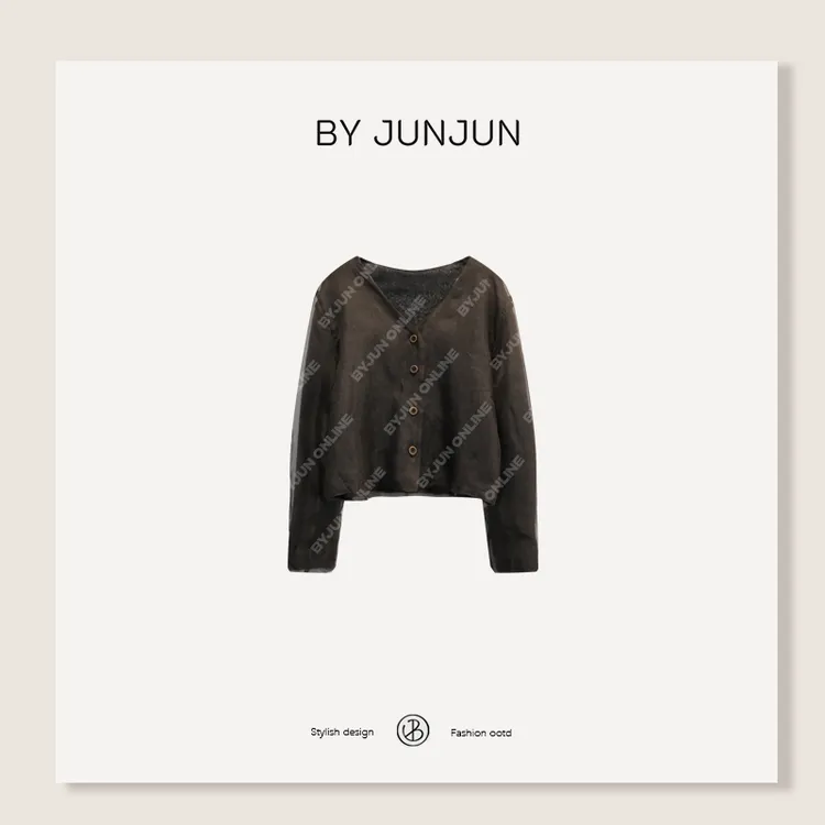 BYJUNJUN【丝滑摩卡】桑蚕丝两穿长袖开衫保暖外套